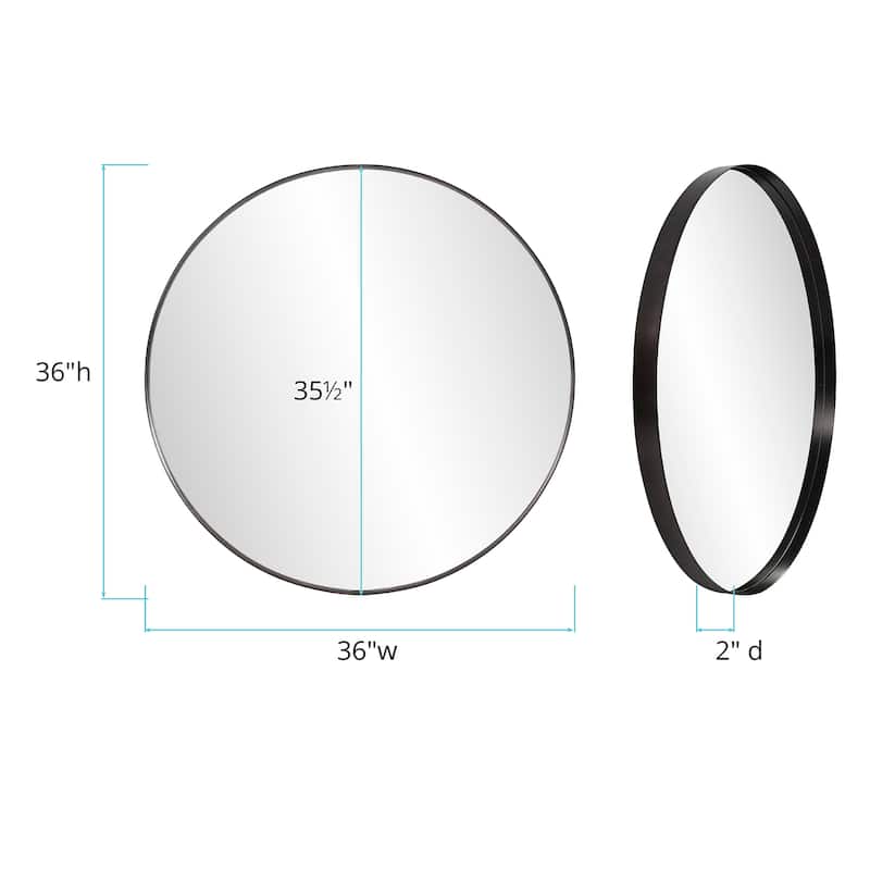 Allan Andrews Round Black Metal Framed Steele Wall Mirror