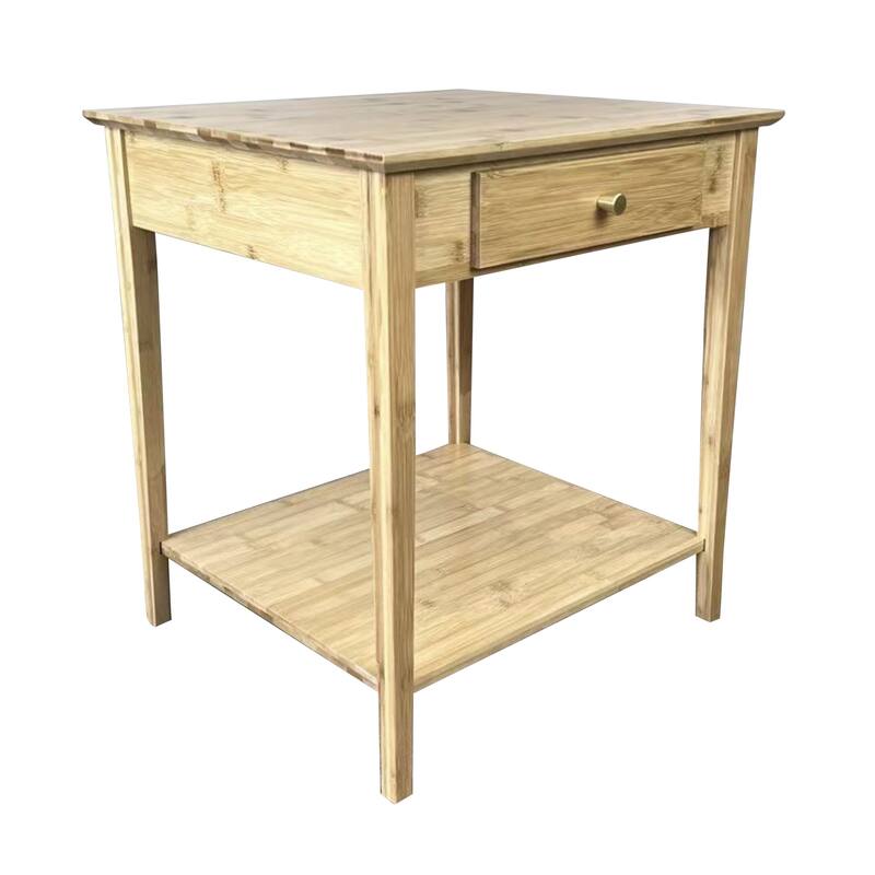 Solid Bamboo End Table with Drawer - Natural