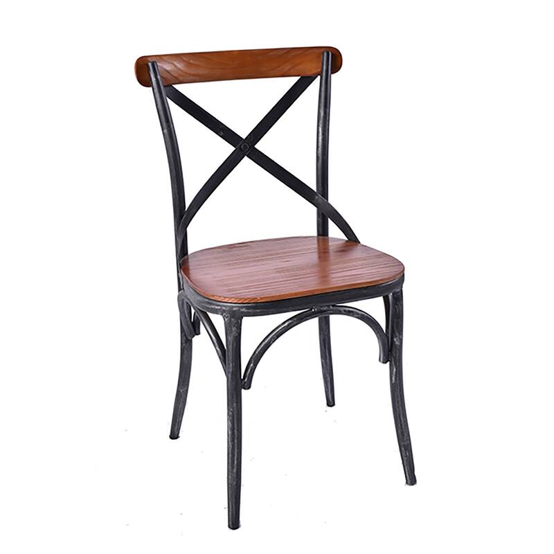 Abella Brushed Silver and Natural Wood Dining Chairs (2-Set)