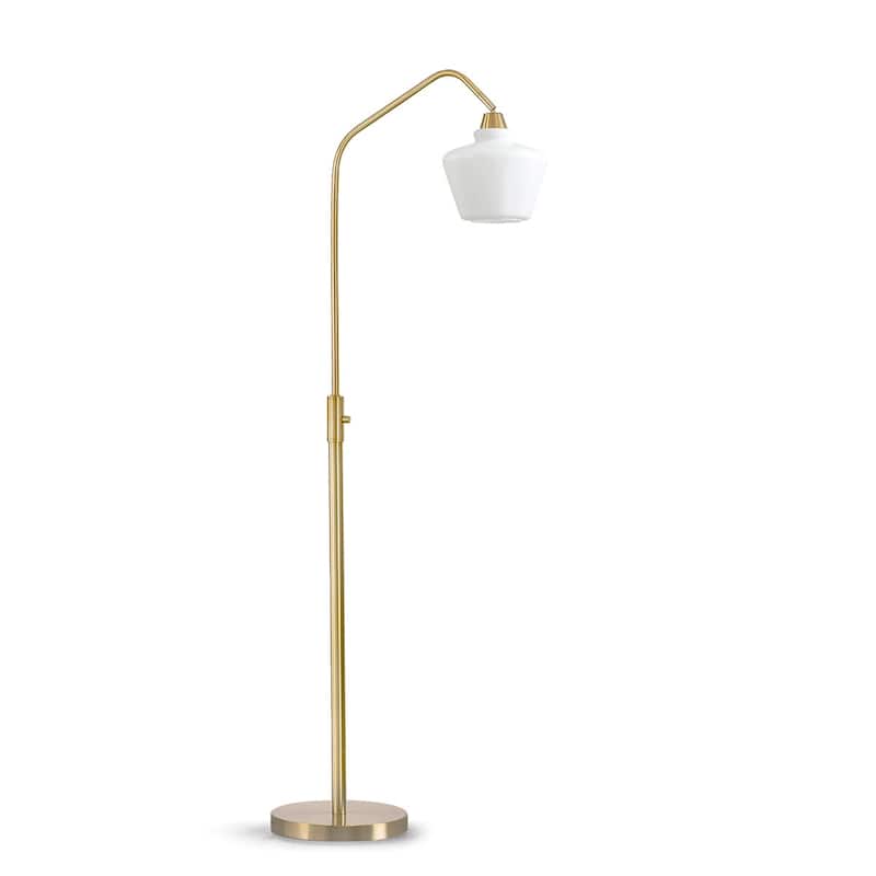 Midtown One Light Glass Shade 66"H Dimmable LED Floor Lamp with Vintage LED Bulb - Brushed Brass/White Glass