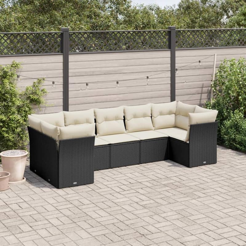 vidaXL Garden Sofa Set Black PE rattan Large Modular Garden Sofa Set - 48.8 x 113.8 x 27.2