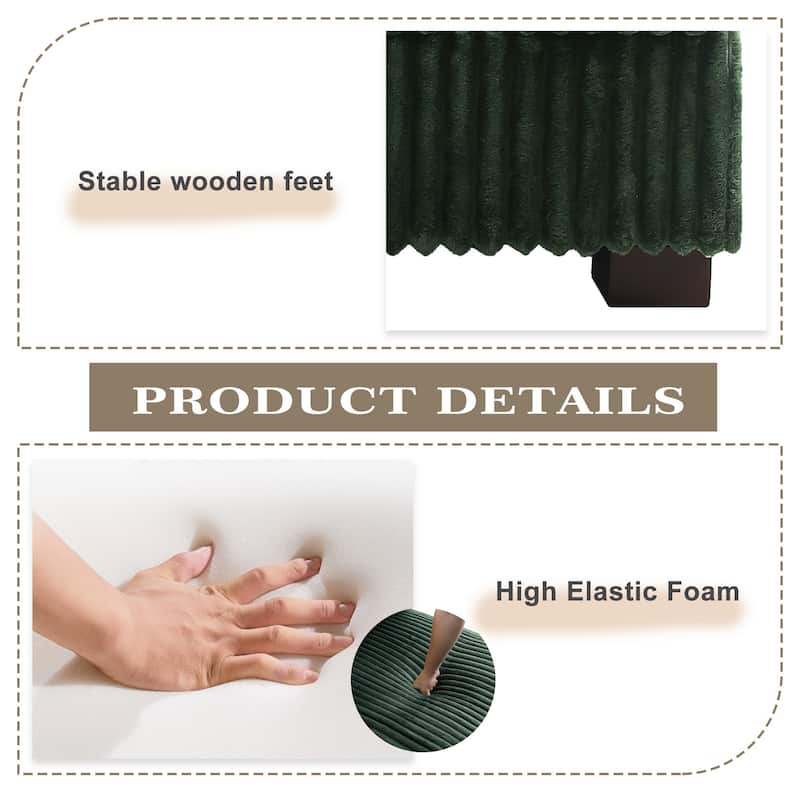 Anne 150" W Upholstered Plush Corduroy Modular Sectional Sofa