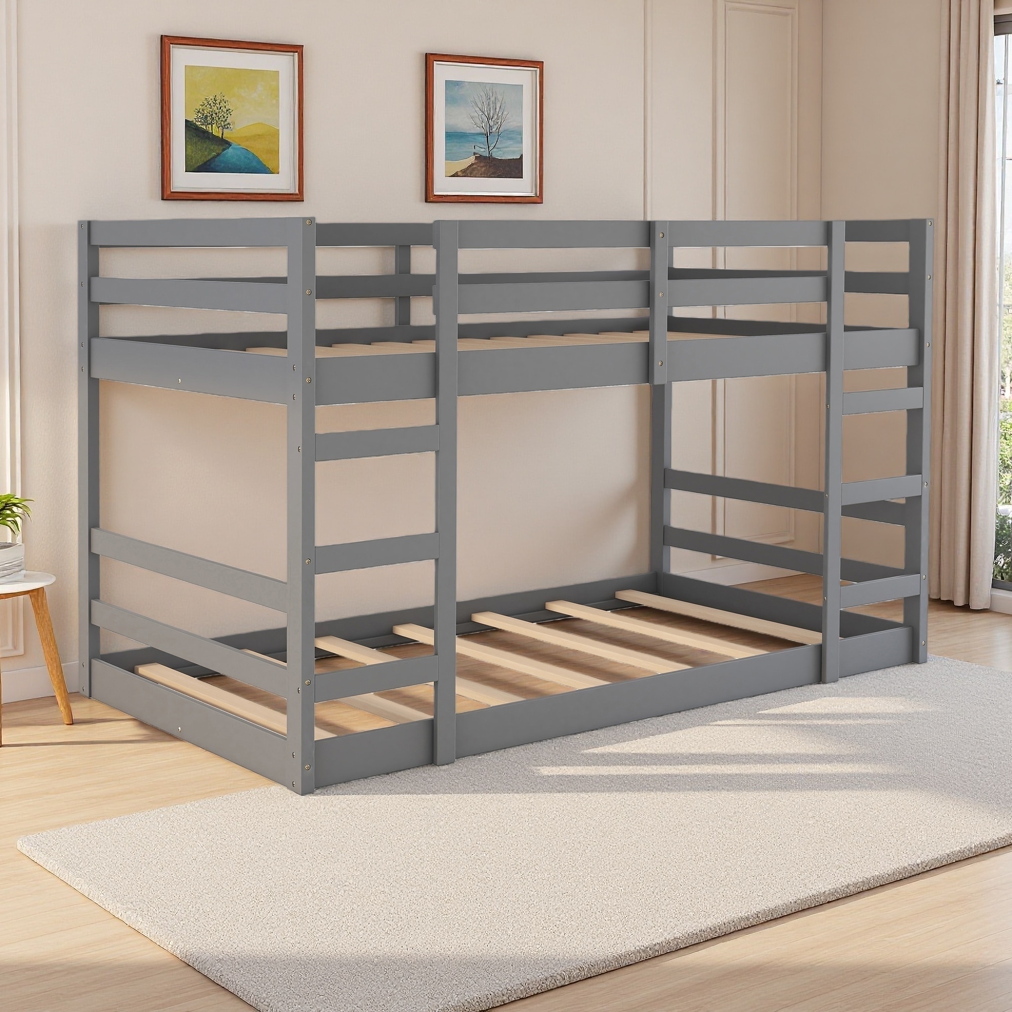 Twin over Twin Wood Bunk Bed with Ladder