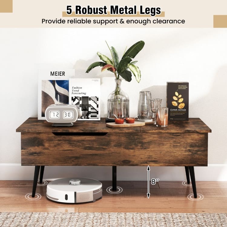 47 Inch Lift Top Coffee Table with 2 Hidden Compartments - 47" x 19" x 16.5"