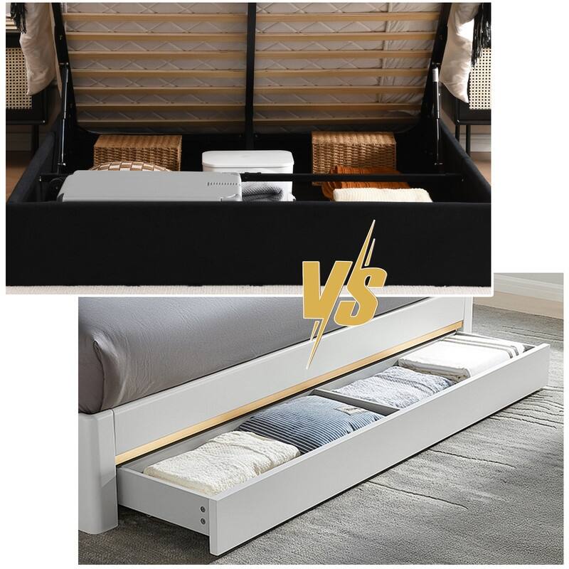 Plywood Frame Upholstered Platform Bed with Lift-up Storage