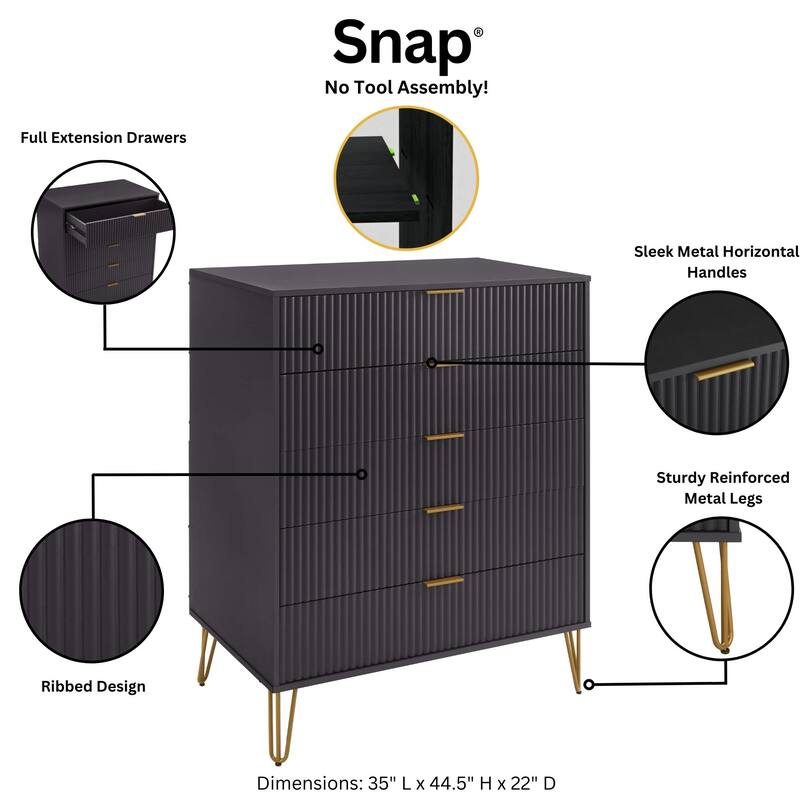 Manhattan Comfort 2-Piece Dumbo Modern Multi Drawer Dresser Set