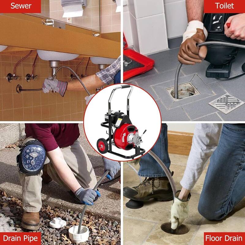 100FT 3/8 Inch Electric Drain Cleaner Machine for Sink, Toilet & Sewer