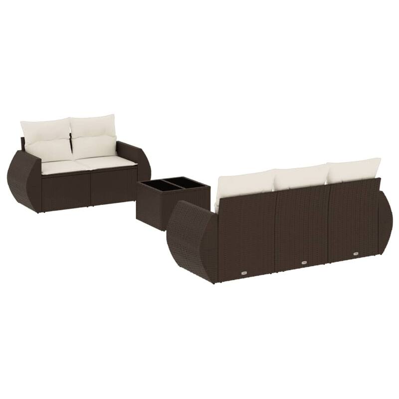 vidaXL Patio Sofa Set with Cushions Outdoor Furniture 6 Piece Poly Rattan - 24.4 x 27.6 x 27.2