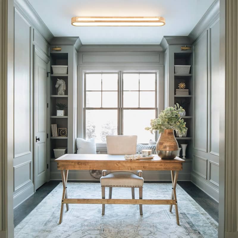 Rustic Natural Wood Dimmable LED Oval Ceiling Light 3000K