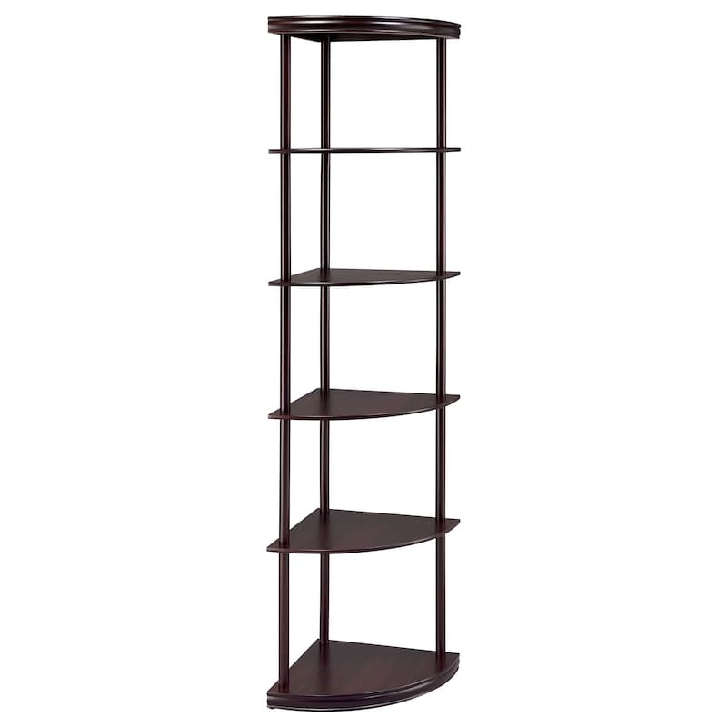 Bonwick 72-inch 5-shelf Corner Bookshelf Cappuccino - 15.75" x 15.75" x 71.75" - Cappuccino Finish - Cappuccino