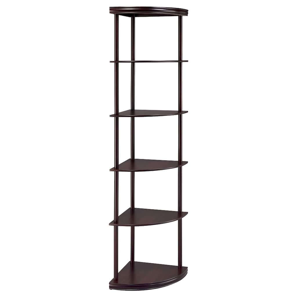 Bonwick 72-inch 5-shelf Corner Bookshelf Cappuccino - 15.75" x 15.75" x 71.75"