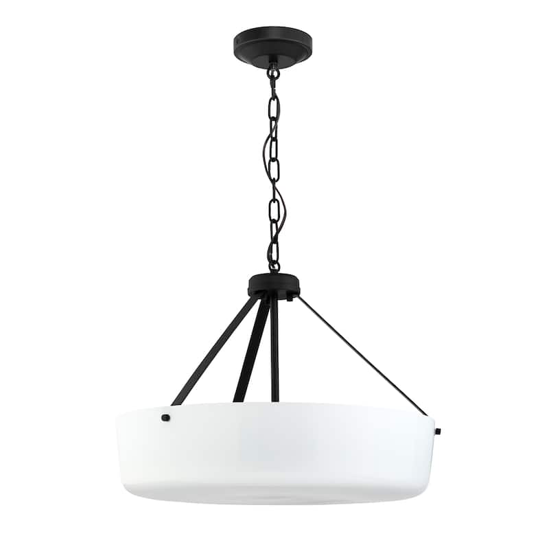 Lieon Three-Light Convertible Pendant with White Glass - Black - 21