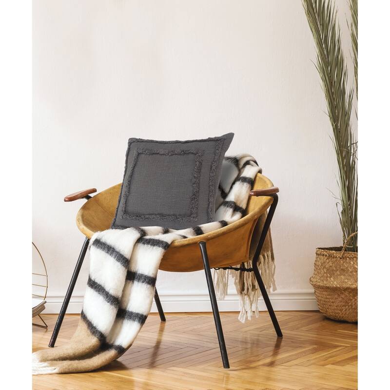 20" Gray Solid Tufted Square Throw Pillow