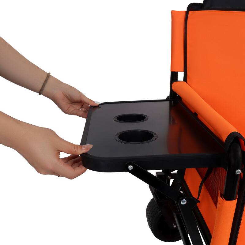 3-In-1 Convertible Folding Wagon Cart With Bench Seat & Rear-Mounted Folding Tabletop,180l Capacity All-Terrain Wheels
