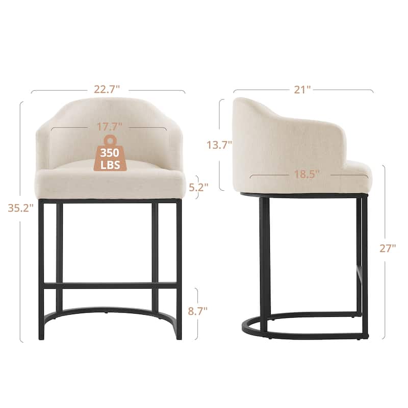 26.in Modern Set of 3 Barstool Fabric/Leather Upholstered Counter Height Stool with Metal Frame for Kitchen Island