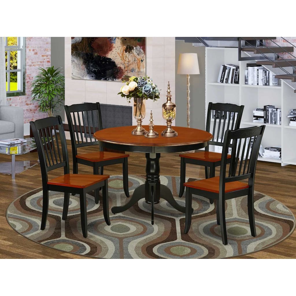 Hollywood Regency Dining Set - 5Pc Round Table & 4 Chairs - 42 Inch - Elegant Dining Room Furniture