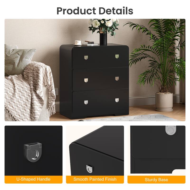 Painted 3-Drawer Nightstand for Bedroom