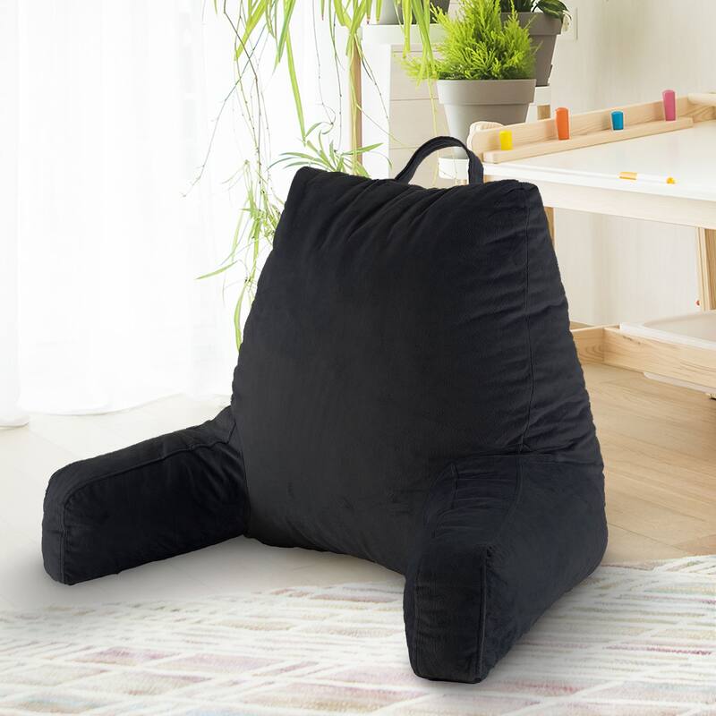 Cheer Collection Kids Size Reading and Backrest Pillow with Armrest - Black