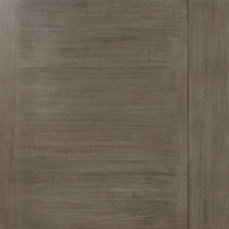 Genu 66-84 Inch Extendable Dining Table, Trestle Base, Gray Solid Wood