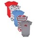 preview thumbnail 2 of 0, Luvable Friends Baby Boy Cotton Bodysuits 5pk, Car 0-3 Months - Car