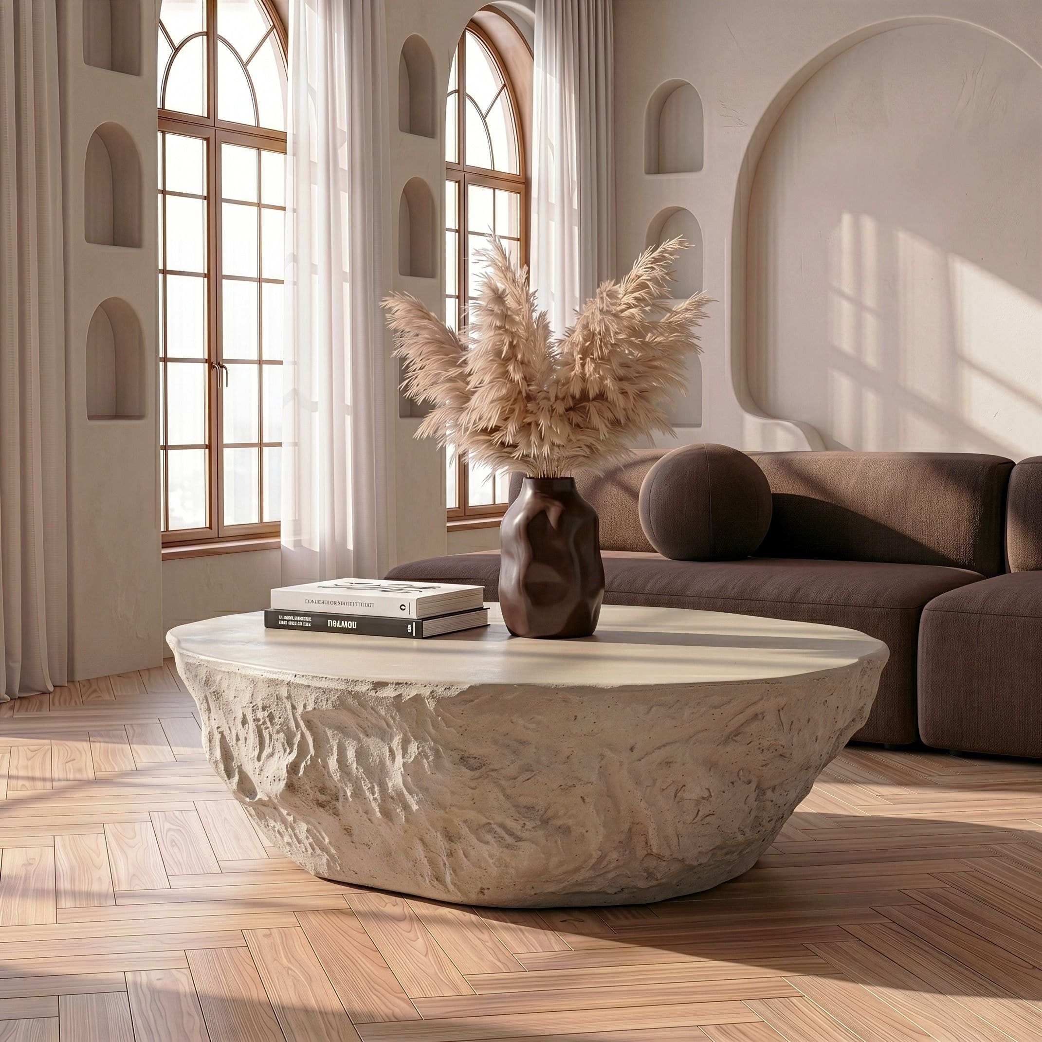 Tyrel Modern Beige Fiberform Coffee Table