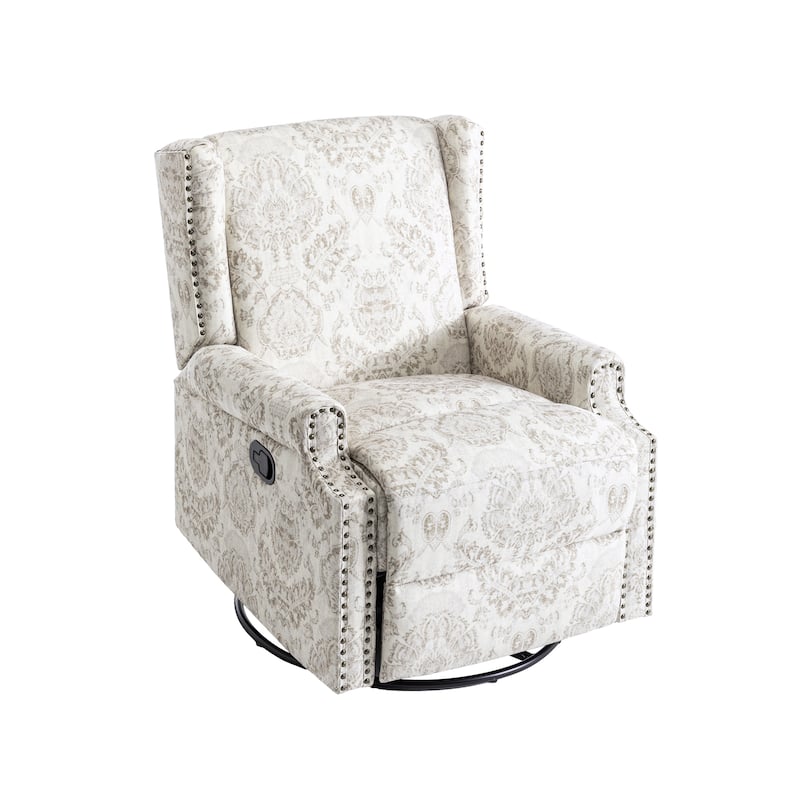 29'' W Pattern Swivel Glider Manual Push Back Recliner Chair Set of 2