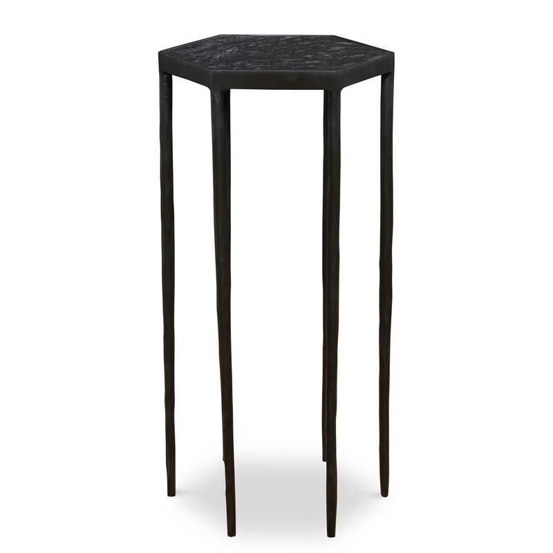 Uttermost 25881 10.5" Wide Iron and Marble End Table - Black