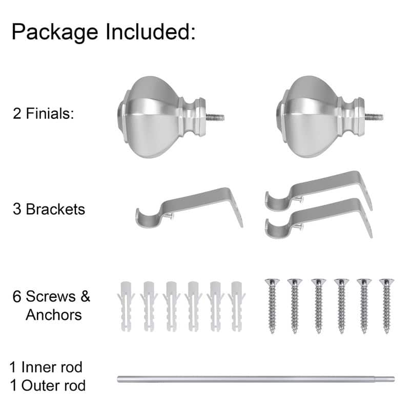UTOPIA ALLEY 3/4 Inch Curtain Rod - Curtain Rods For Windows 48 to 86 Inch, Adjustable Drapery Rods - 48 to 86"
