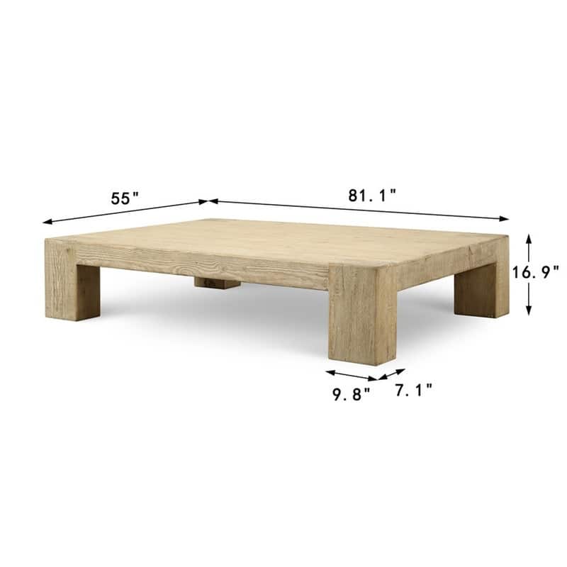 Ravello Extra Large Coffee Table 81Wx56Dx17H Weathered Natural - 16.9" H