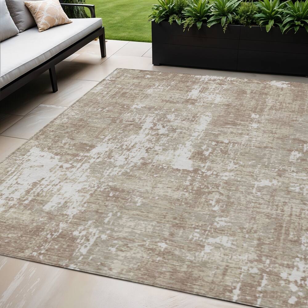 HomeRoots Abstract Transitional Rectangle Outdoor Rug