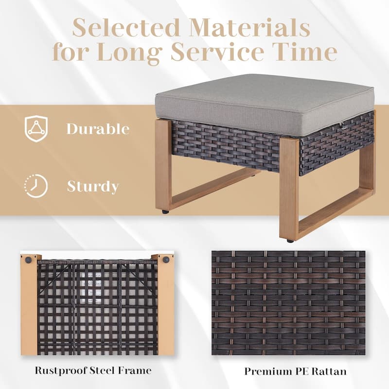 Pocassy Fire Pit Table with Outdoor Sofa Chair Ottoman Set