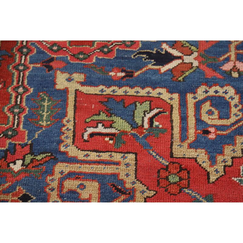 Hand Knotted Oriental 100% Wool Carpet Traditional Medallion Oranges & Rust Heriz (serapi) Area Rug - 14' 5'' X 11' 2''