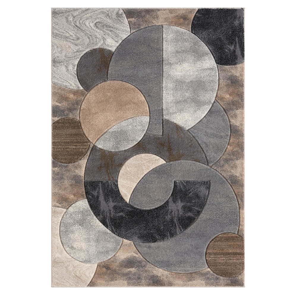 Alexia Collection Modern Circle Design Area Rug