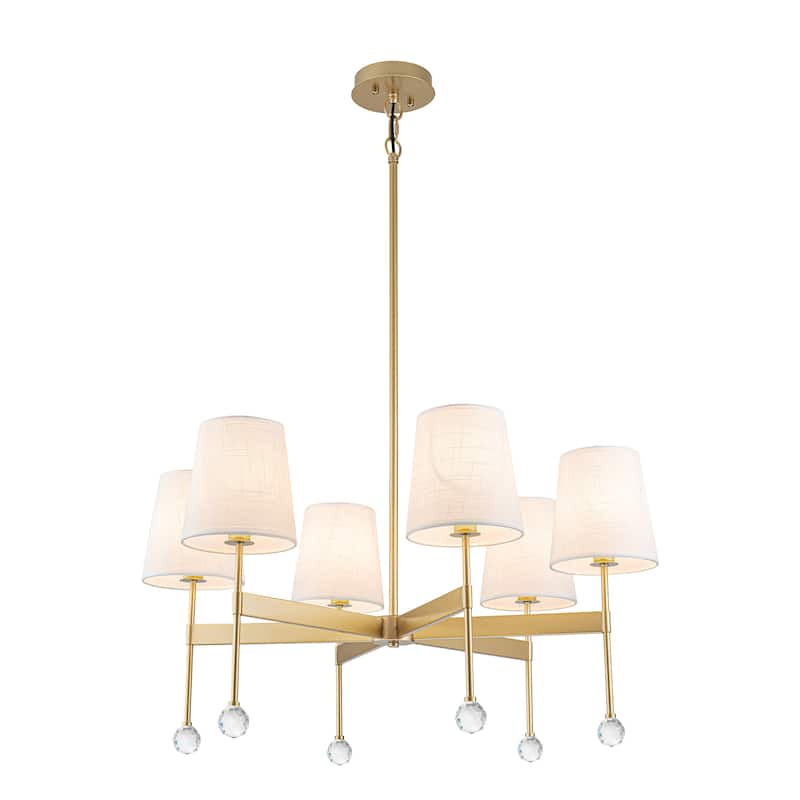Starsky 6 - Light Dimmable Classic / Traditional Chandelier With White Linen Shades