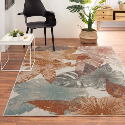 Sevita Hibiscus Honey Botanical Tropical Area Rug