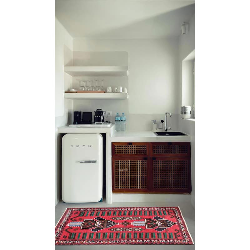 ECARPETGALLERY Hand-knotted Teimani Red Wool Rug - 3'0 x 4'1