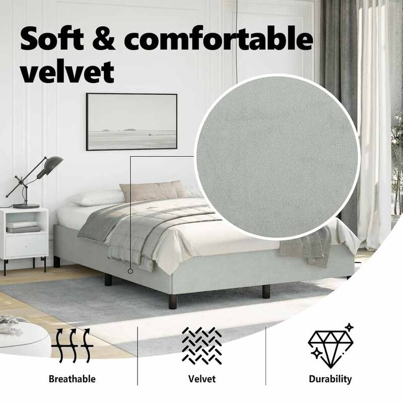 vidaXL Bed Frame, Velvet, No Mattress