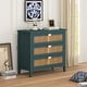 preview thumbnail 7 of 13, Natural rattan Storage Cabinet Wooden Chest with 3 Drawer