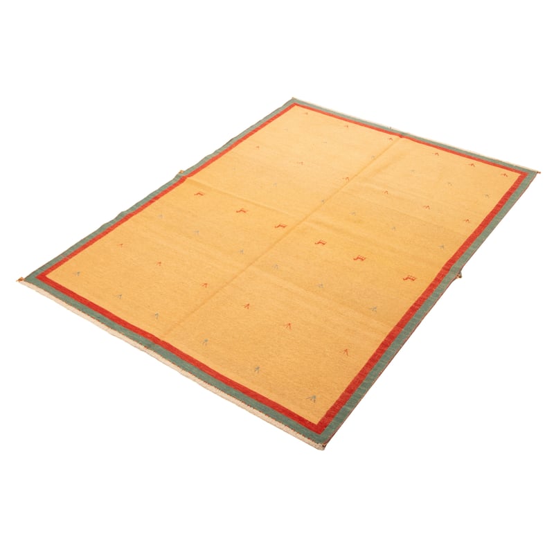 ECARPETGALLERY Flat-Weave Kashkuli Light Orange Wool Tapestry Kilim - 5'5 x 7'5