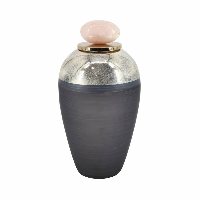 Sagebrook Home Glass Jar With Metal & Resin Details