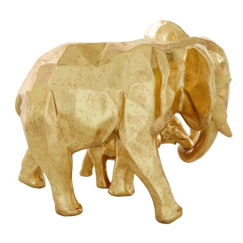 CosmoLiving by Cosmopolitan Gold Polystone Elephant Decorative Sculpture - 7 x 10 x 8