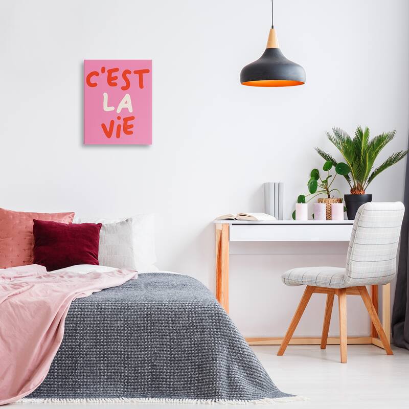 Stupell C'est La Vie on Pink Canvas Wall Art Design By House of Lulu