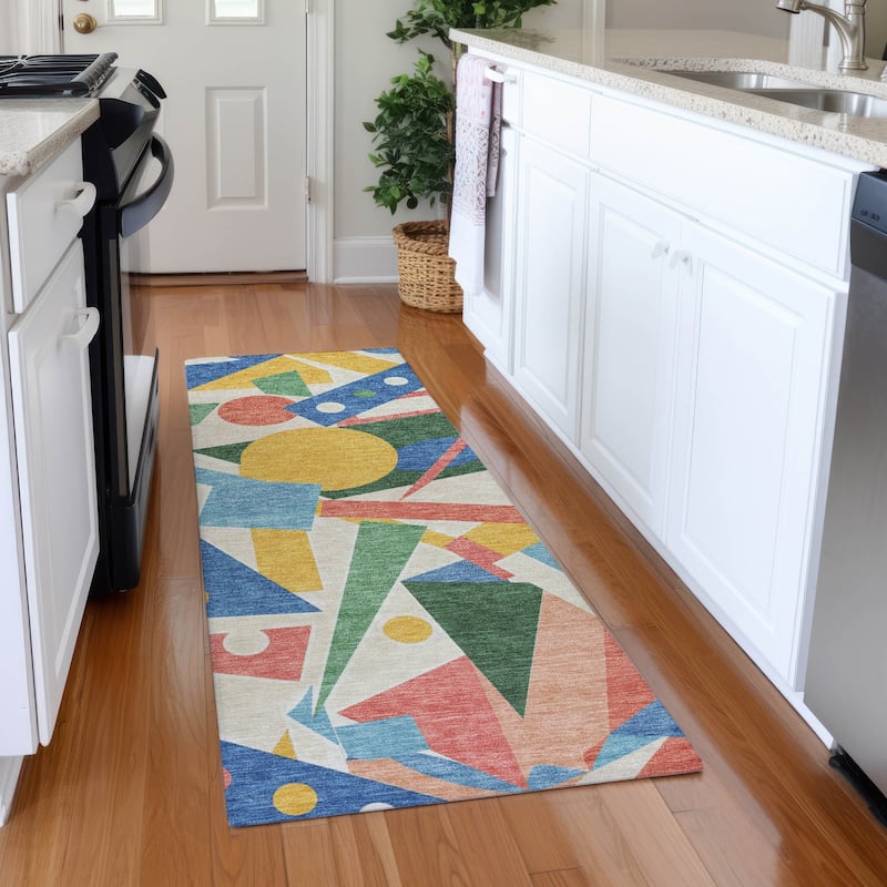 Premium Washable Super Soft Casual Contempoary Mayfield Rug - Blue - 2'3" x 7'6"