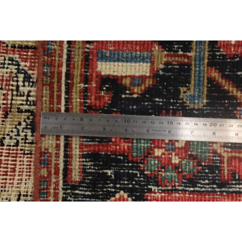 Hand Knotted Oriental 100% Wool Carpet Traditional Medallion Oranges & Rust Heriz (serapi) Area Rug - 9' 11'' X 7' 0''