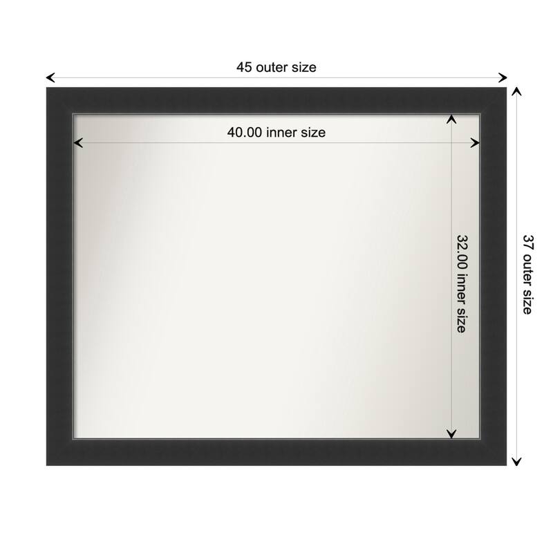 Corvino Black Framed Non-Beveled Custom Wall Mirror, Bathroom Vanity Mirror - Outer Size: 45 x 37