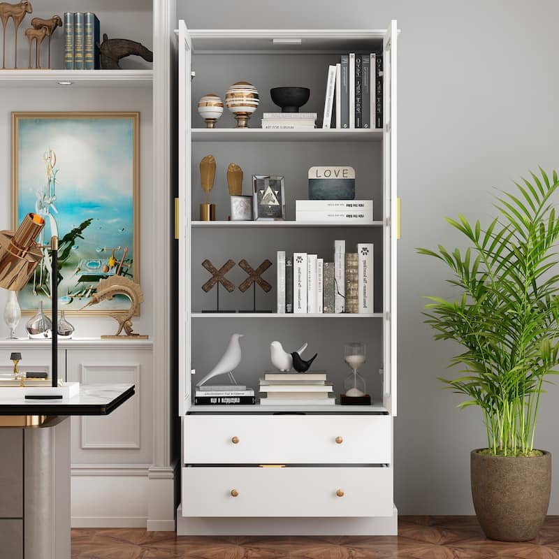 70.1" Storage Cabinet Display Cabinet Kitchen Pantry Cabinet, Cupboard