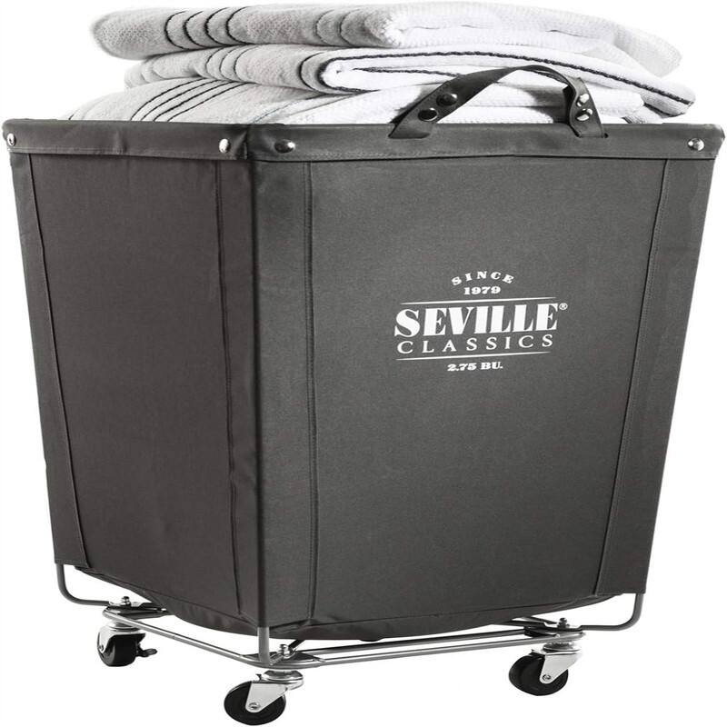 Large Commercial Heavy Duty Rolling Steel Frame Laundry Hamper Canvas - 18.1"L x 18.1"W x 27"H