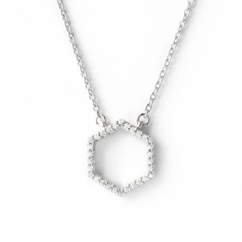 1/10ct Diamond Geometric Pendant Necklace in Silver for Women