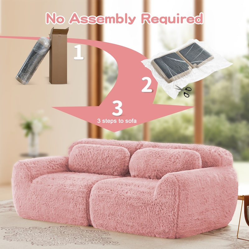 Homy Casa Pink Plush Modular Sectional Sofa Set Soft Cloud Floor Couch