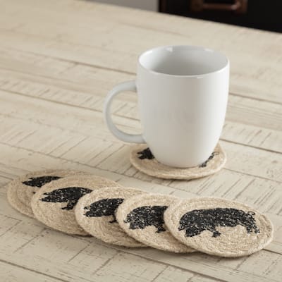 Sawyer Mill Charcoal Pig Jute Coaster Set of 6 - Coaster Set